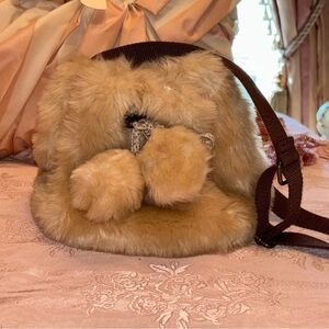 Zara Girls Faux Fur Pom Pom Bucket Bag